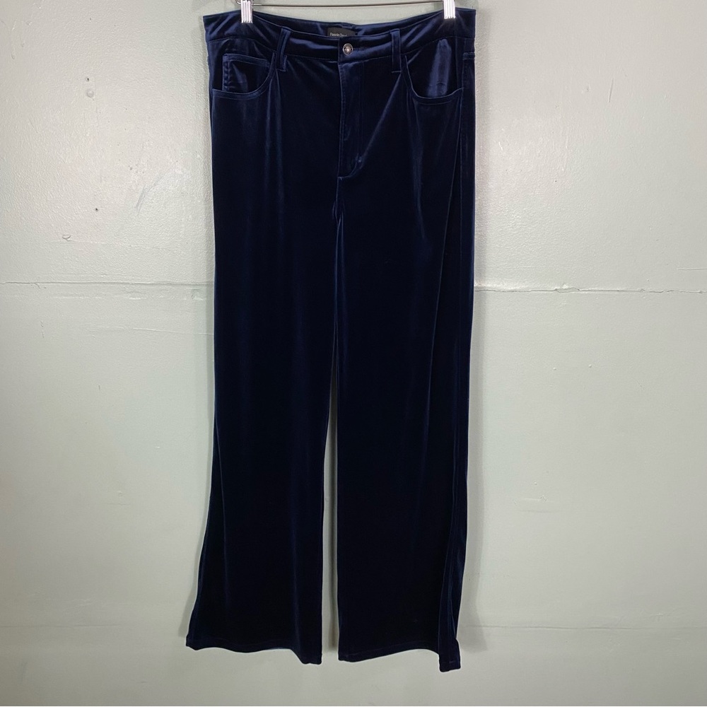 Favorite Daughter The Masha Super High Rise Wide Leg Navy Blue Velvet Size 31 - Picture 1 of 12